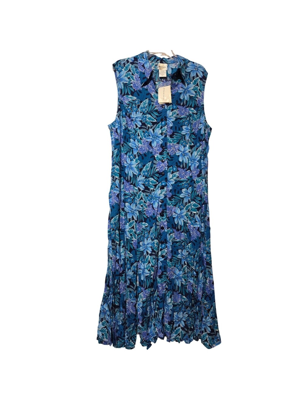 Bentley Plus Womens 20W Sleeveless Floral Print Maxi Dress Blue Rayon